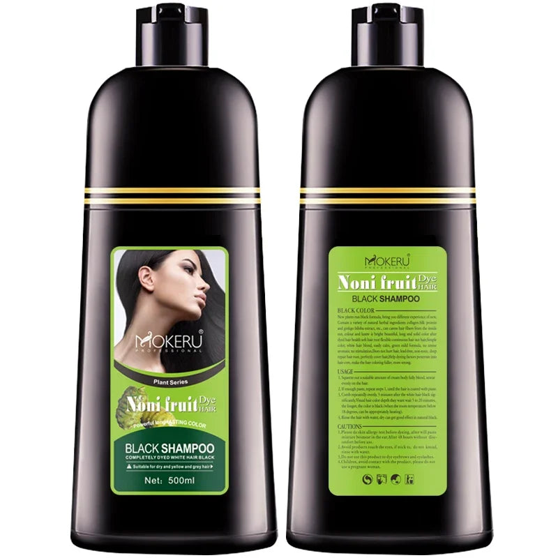 Mokeru Organic Natural Fast Color Hair Dye Only 5 Minutes Noni Plant Essence Black Hair Color Shampoo for Cover Gray White Hair