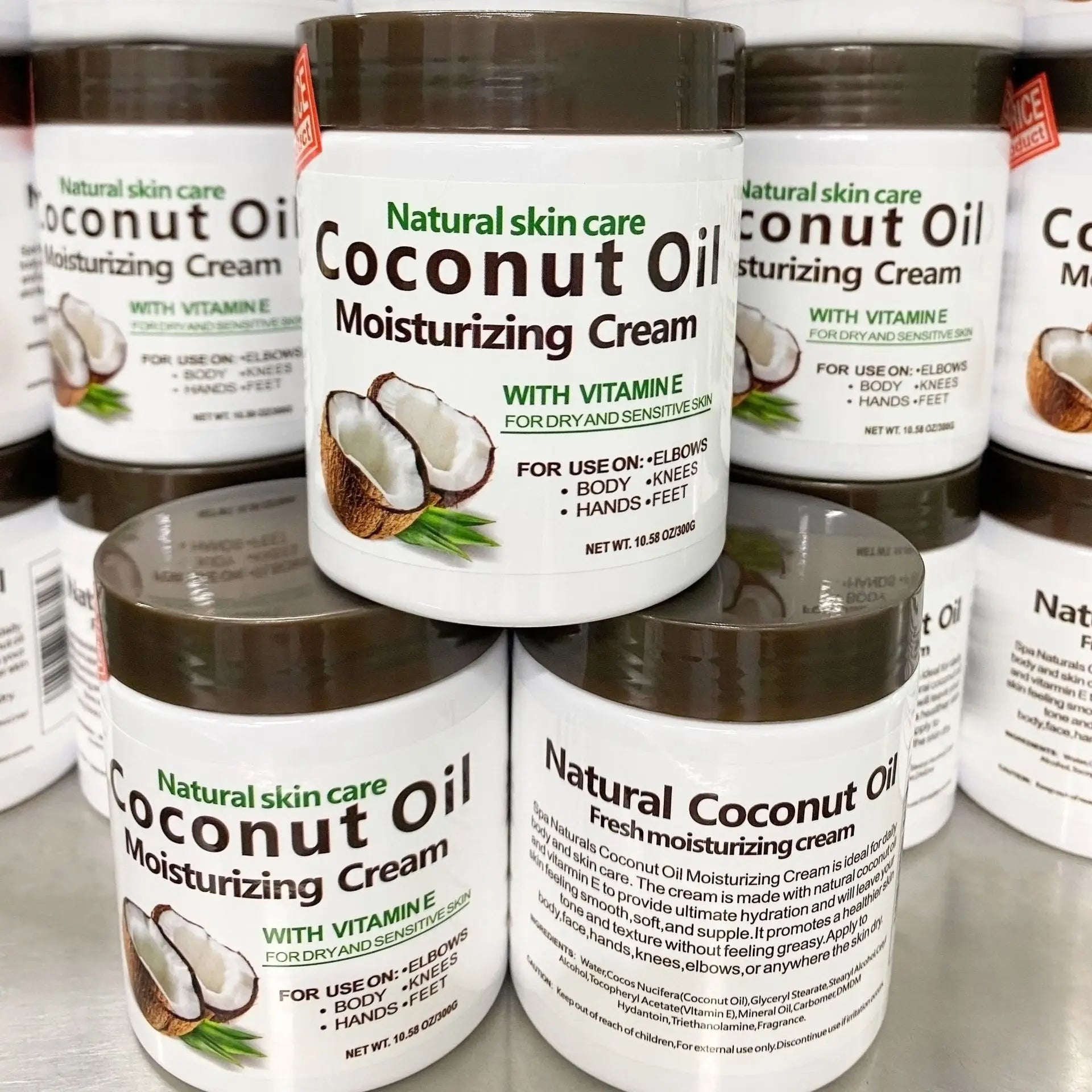 Natural Organic Cold Pressed Coconut Oil - 300g (10.58 fl oz) Moisturizing Cream for Repairing Dry Skin and Hair, Ideal for Body Massage