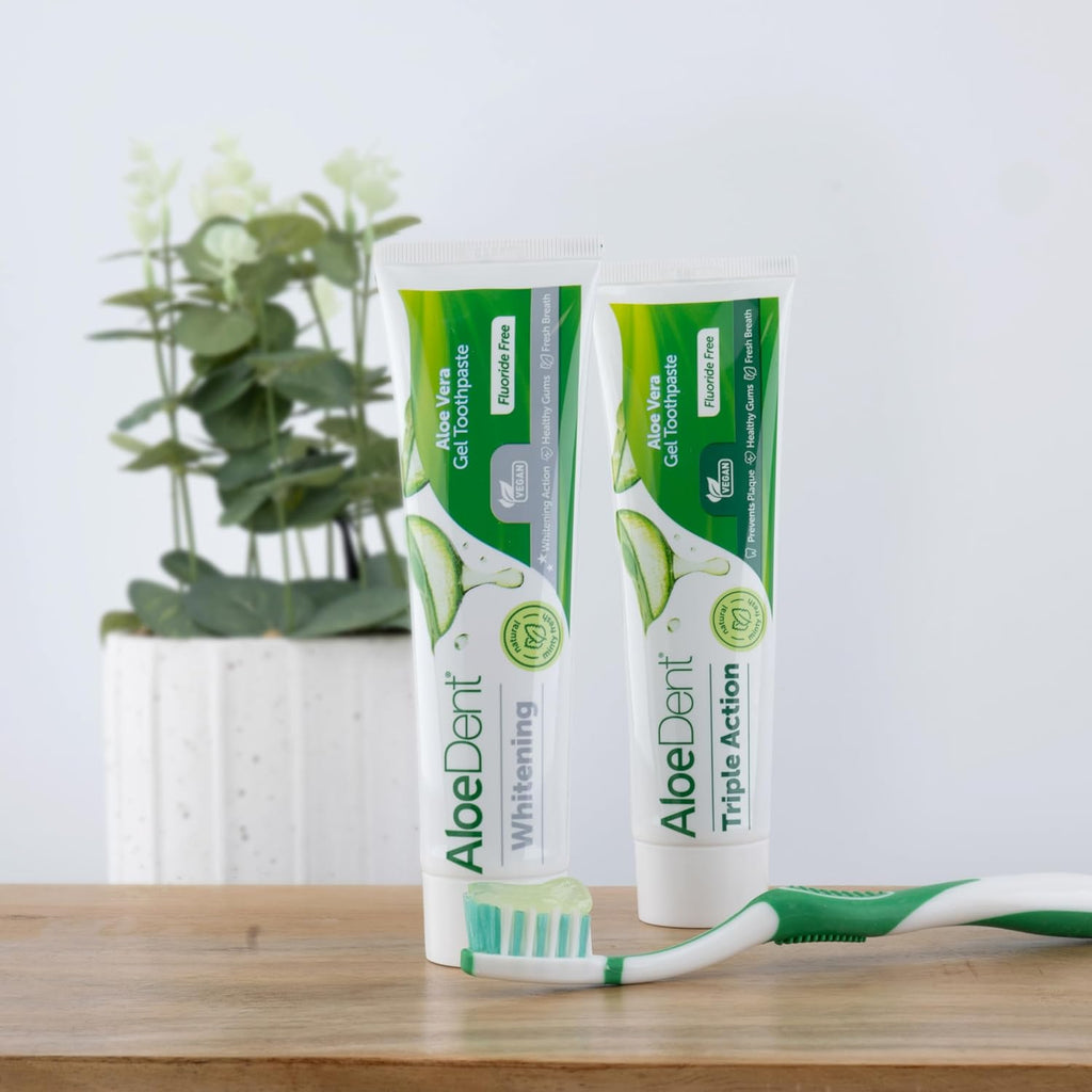 Aloedent Aloe Vera Whitening Zahnpasta Ohne Fluorid - Natürliche Pfefferminze, Sls-Frei, Natürlich Weiße Zähne & Gesundes Zahnfleisch, Vegan, 100Ml